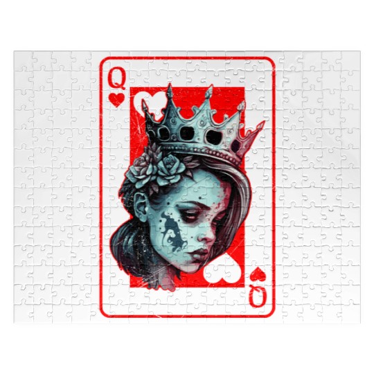 Queen of Hearts Creepy Poker Card Game Halloween Jigsaw Puzzles