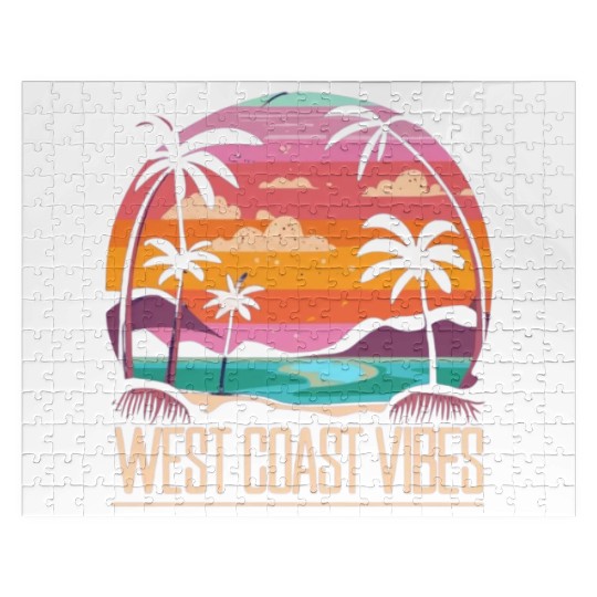 Tranquil beach at sunset West Coast Vibes Jigsaw Puzzles