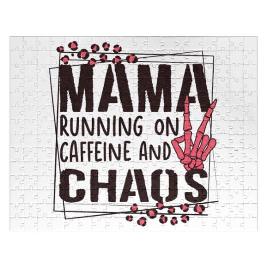 mama running on caffeine and chaos Jigsaw Puzzles