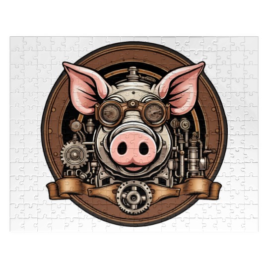 Steampunk Pig / Animal / Old School / Retro Jigsaw Puzzles