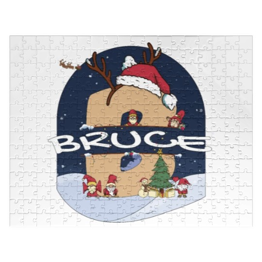 Awesome Bruce Name w Santa Hat in Xmas Theme Jigsaw Puzzles