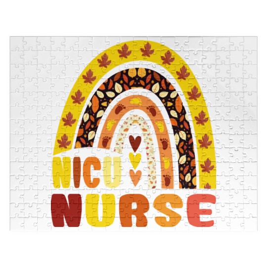 Rainbow Autumn NICU Nurse Maple Leaf Fall Vibes Jigsaw Puzzles