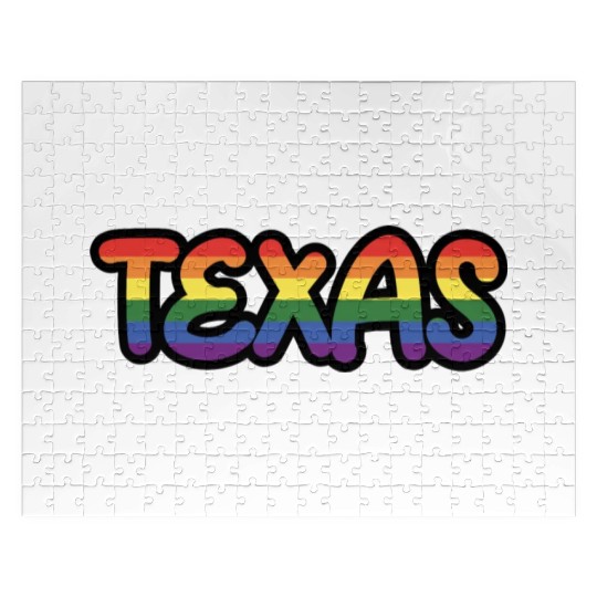 Texas Rainbow Pride Design for proud LGBT+ Texan Jigsaw Puzzles