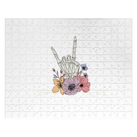 Bride Or Die Skeleton Hand Gothic Bachelorette Jigsaw Puzzles