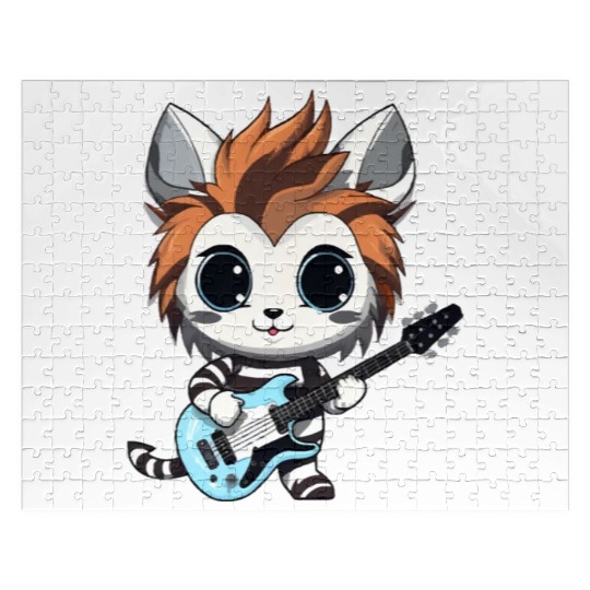 Chibi Zebra Playing Electric Guitar Jigsaw Puzzles
