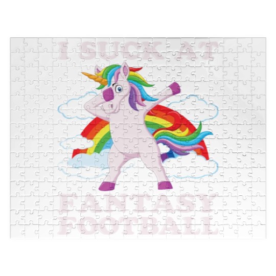 I suck at fantasy football dabbing unicorn funny Jigsaw Puzzles