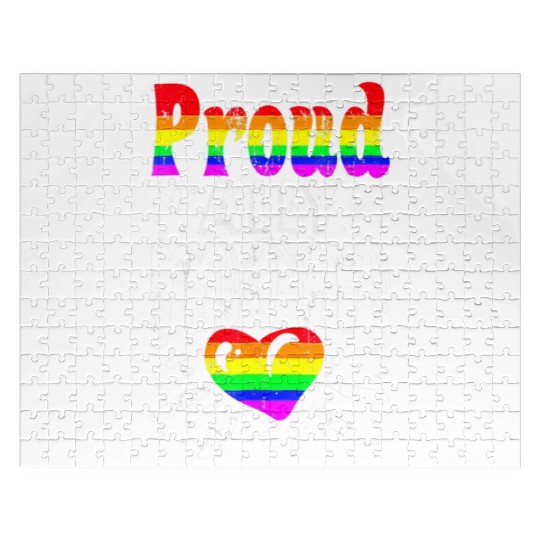 Retro Proud Ally Mom Rainbow Heart LGBT Gay Pride Jigsaw Puzzles