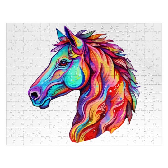 Psychedelic Horse Head Gallop Equine Equestrian Jigsaw Puzzles