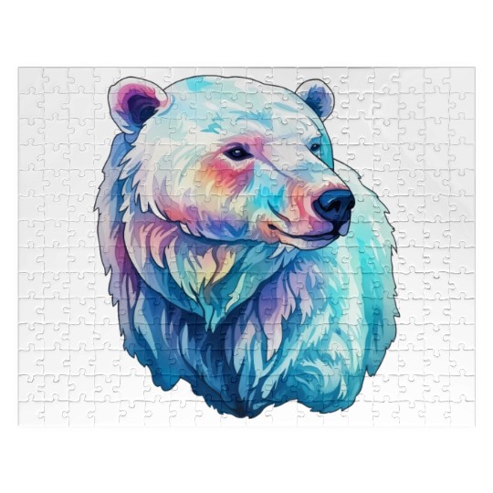 Polar Bear Roar in Winter Wonderland Watercolor Jigsaw Puzzles