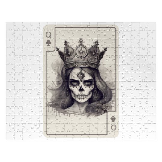 Gothic Poker Card Game Creepy Queens Skull Jigsaw Puzzles