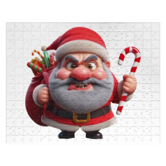 Crazy Santa with Candy Canes Jigsaw Puzzles