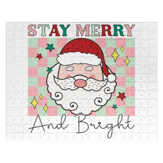 Stay merry and bright, Christmas funny design Jigsaw Puzzles