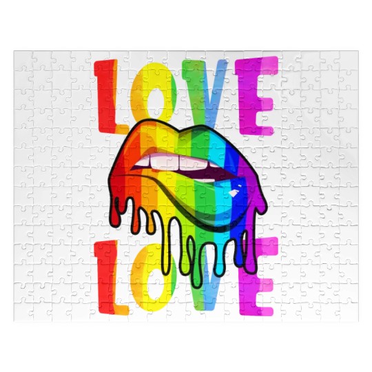 Love Lgbtq Lgbt Rainbow Flag Lips Gay Lesbian Jigsaw Puzzles