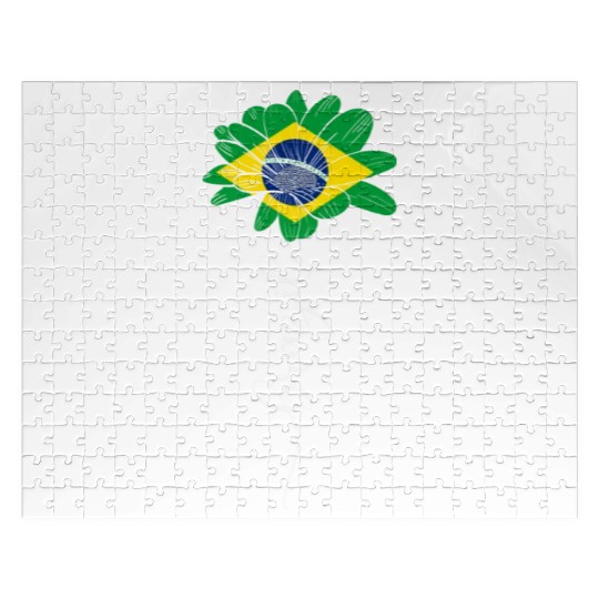 Vintage Brazil Sunflower Flag Brazil Lover Jigsaw Puzzles