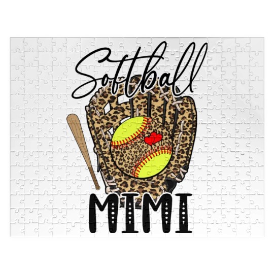 Softball Mimi Leopard Game Day Softball Lover Jigsaw Puzzles