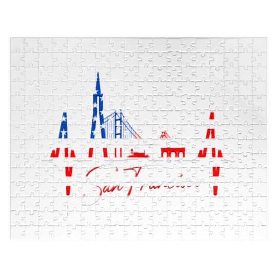 San Francisco Skyline Heartbeat California Lover Jigsaw Puzzles