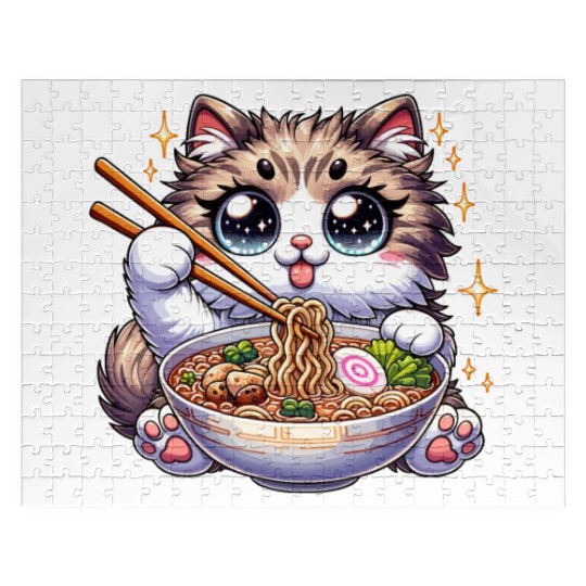 Ramen Cat Neko Noodles Japanese Anime Jigsaw Puzzles