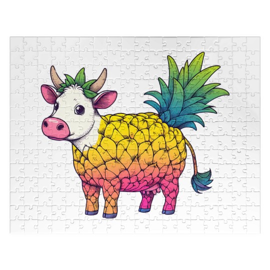Cow in pineapple costume - Fruity joy Jigsaw Puzzles
