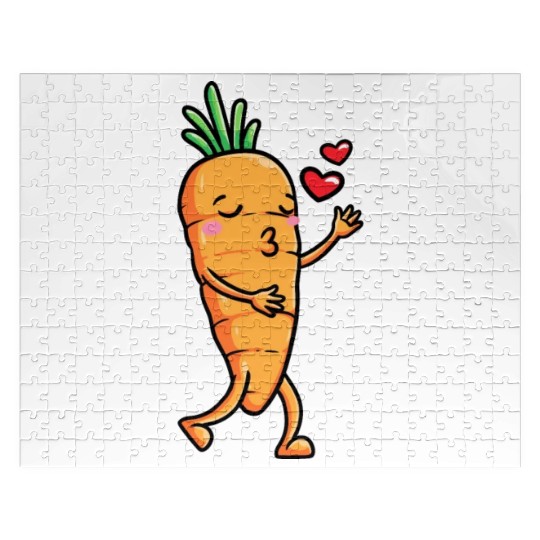 Carrot Emoticon Vegetable Vegan Vegetarian Jigsaw Puzzles