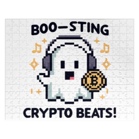 Quirky 8-Bit Ghost with Crypto Beats - Halloween Jigsaw Puzzles