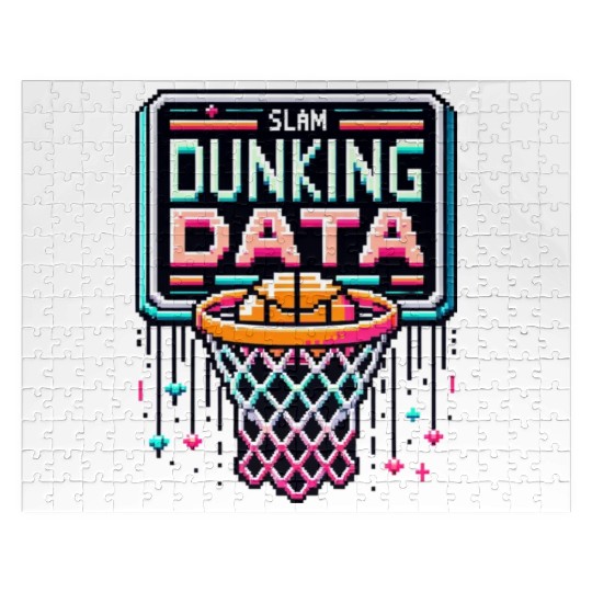 Slam Dunking Data - Retro 8-bit Basketball Hoop Jigsaw Puzzles
