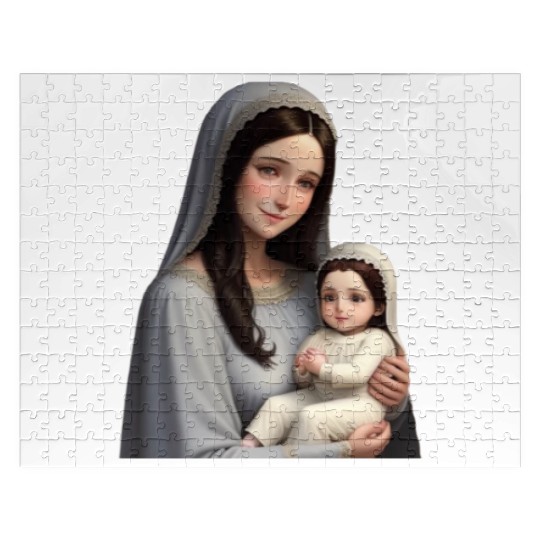 Smiling Mother Mary with Baby Jesus Jigsaw Puzzles