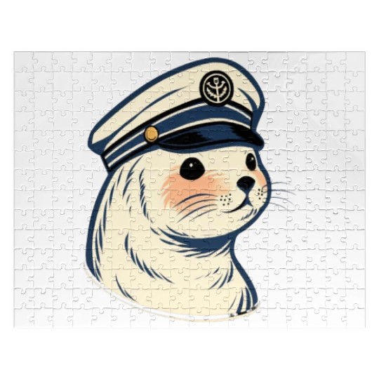Seal Sailor Cap Boat Captain Cap Boating Seal Jigsaw Puzzles