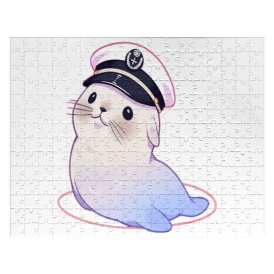 Seal Sailor Cap Boat Captain Cap Boating Seal Jigsaw Puzzles