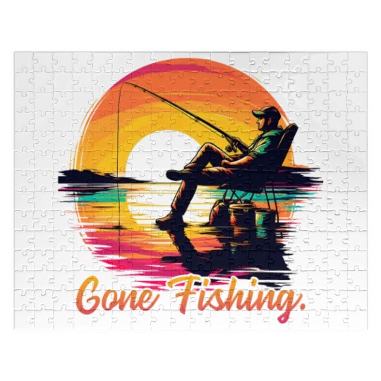 Anglers at sunset Gone Fishing Jigsaw Puzzles