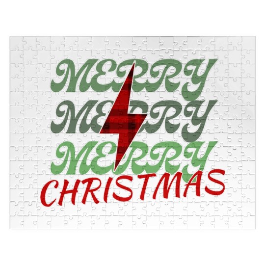 Merry christmas with lightning bolt Jigsaw Puzzles