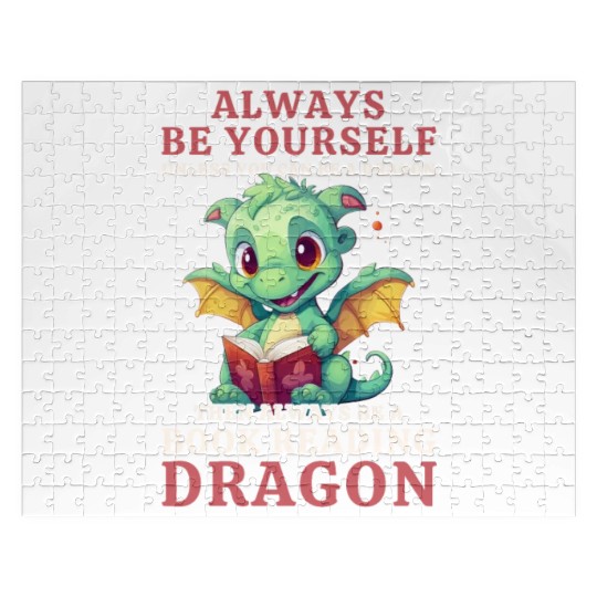 "Always Be Yourself" - Book Reading Green Dragon Jigsaw Puzzles