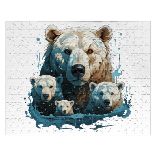 A Polar Bear Family Gift Bear Mom and Cubs Jigsaw Puzzles