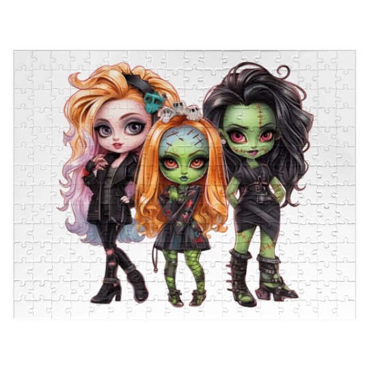 Gothic Trio: Green-Skinned Beauties Jigsaw Puzzles