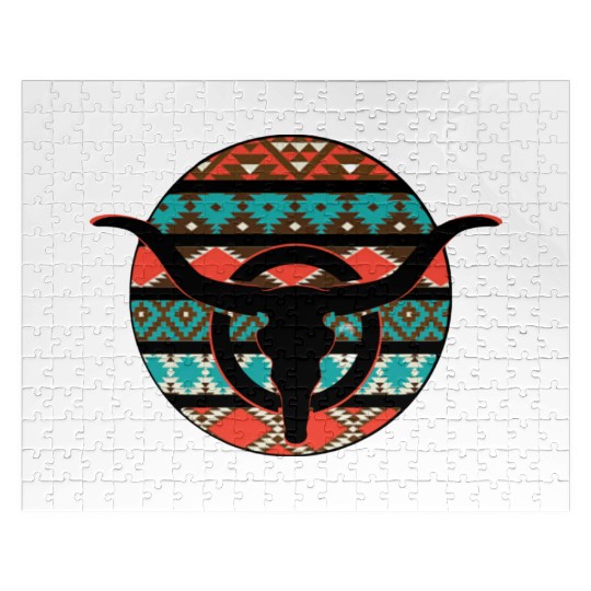 Retro Cow Skull Jigsaw Puzzles