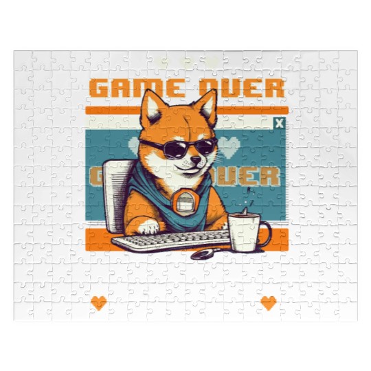 Game Over Coffee Time Funny Gamer Shiba Inu Gaming Jigsaw Puzzles