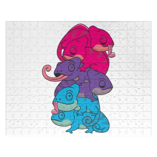 Androgynous Flag Pride Lgbtq Cute Chameleon Jigsaw Puzzles
