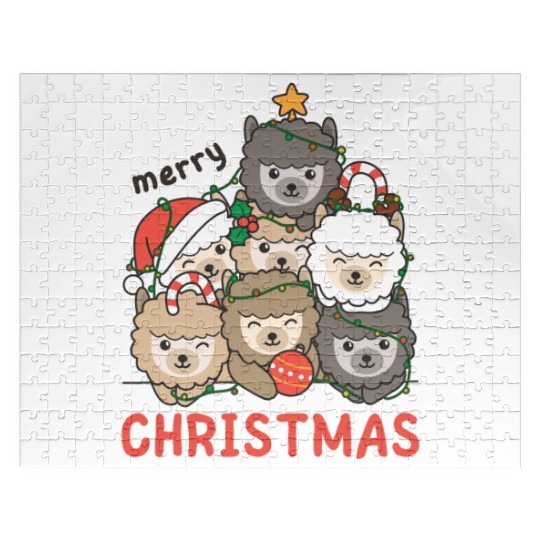 Alpaca Christmas Tree Merry Christmas Jigsaw Puzzles