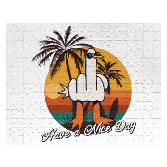 Funny Seagull Middle Finger - Have a Nice Day Jigsaw Puzzles