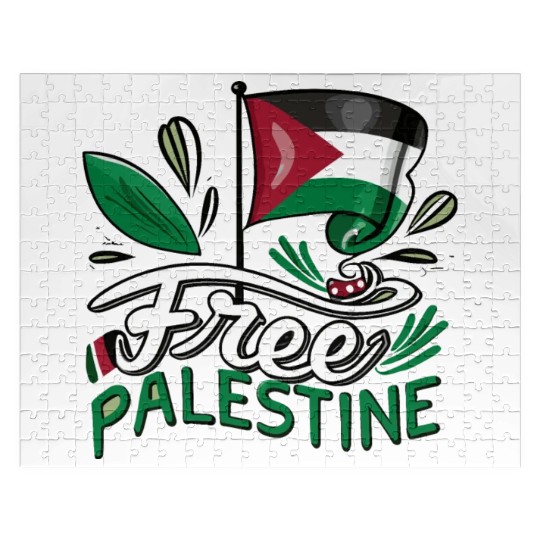 I Love Free Palestine Flag Save Gaza Palestinian Jigsaw Puzzles