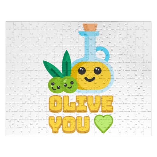 Olive You! Cute Olive I Love You Cartoon Jigsaw Puzzles