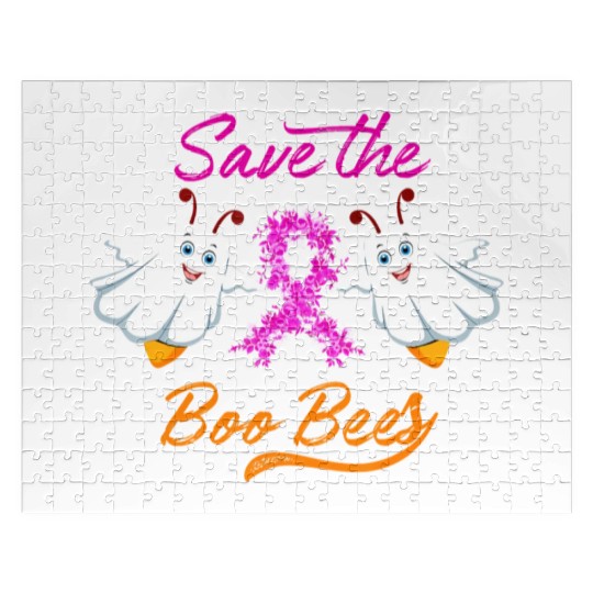 Breast Cancer Halloween Save The Boo Bees Jigsaw Puzzles