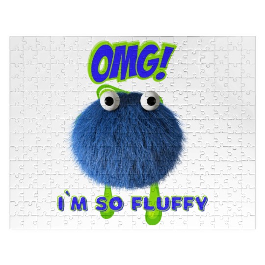OMG Im So Fluffy, Cute Furry monster. Jigsaw Puzzles
