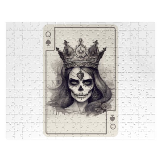Poker Cards Queen of Spades Creepy Gothic Jigsaw Puzzles