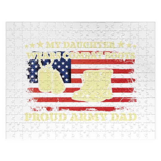 My Daughter Wears Combat Boots Proud Army Dad Jigsaw Puzzles