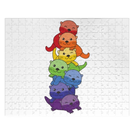 Rainbow Flag Pride Lgbtq Cute Otter Stack Jigsaw Puzzles