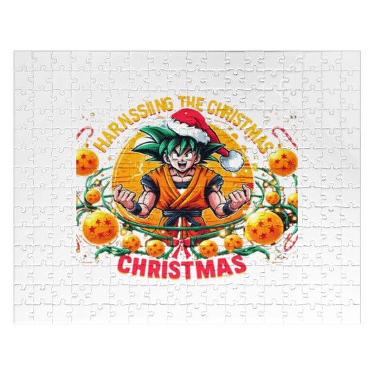 Funny Goku Christmas festival Jigsaw Puzzles