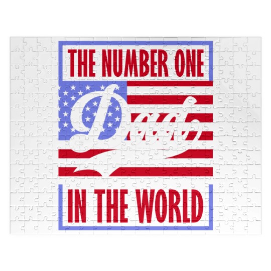 The Number One Dad Patriotic American Flag Jigsaw Puzzles