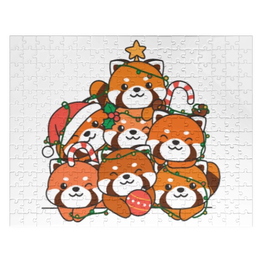 Red Panda Christmas Tree Funny Animal Jigsaw Puzzles