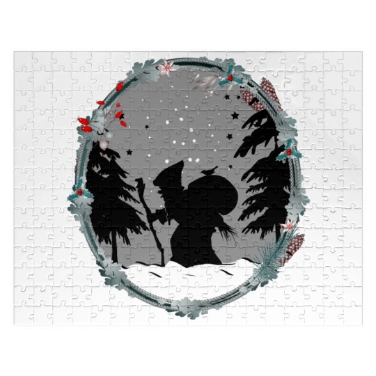Knecht Ruprecht in paper cut style Christmas Jigsaw Puzzles