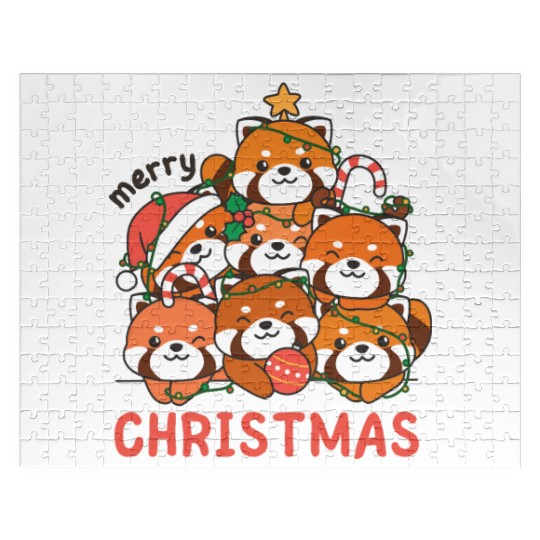Red Panda Christmas Tree Merry Christmas Jigsaw Puzzles